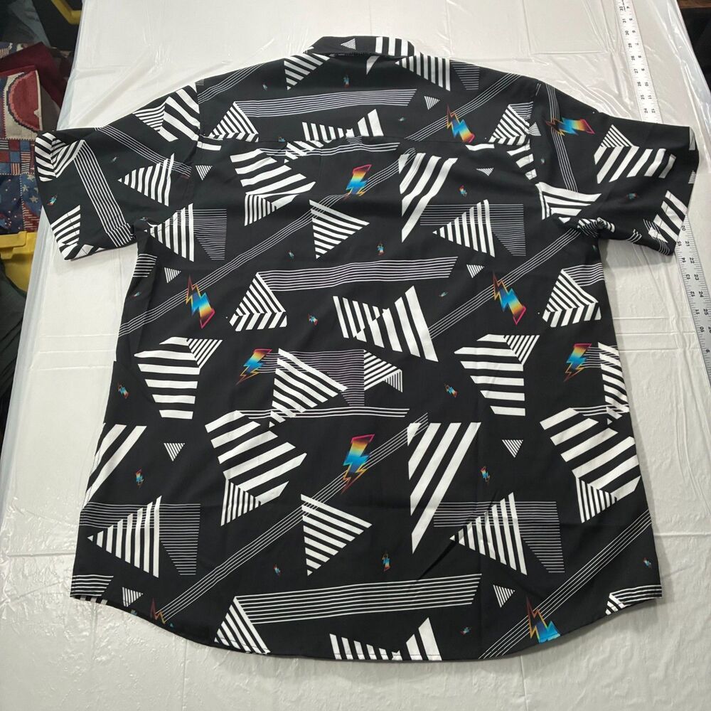 Dixxon Shirt Mens Large Black Church Music Geometric Lightning Button Front - Picture 5 of 9